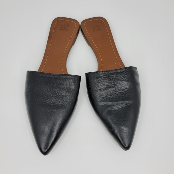 Zara Shoes - ZARA BLACK LEATHER FLAT POINTED TOE MULE SIZE 8